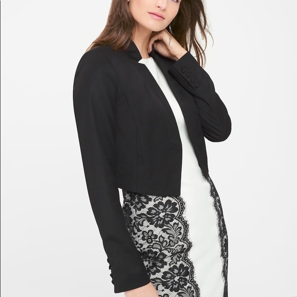NWT WHBM cropped tuxedo jacket